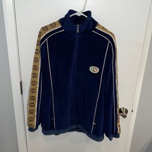 Gucci navy blue velour track suit jacket size Large
